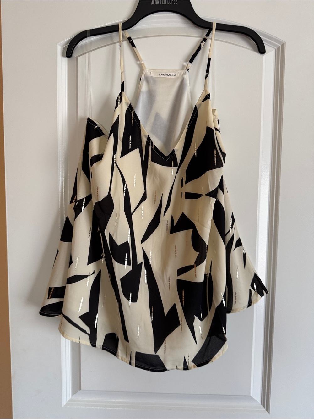 Caramel Black & Cream Abstract V-Neck Camisole